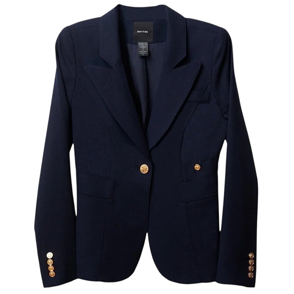 SMYTHE Classic Duchess Blazer Women's Navy Blue Jacket Size 6